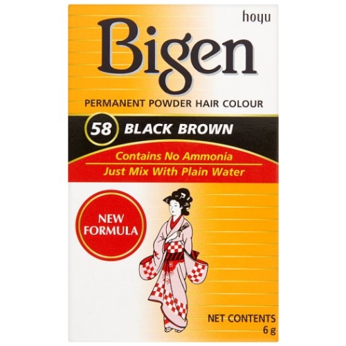 Bigen Permanent Powder Hair Colour - No 58 Black Brown