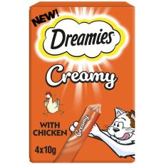 Dreamies Creamy Cat & Kitten Treat with Chicken 4x10g (Box of 11)