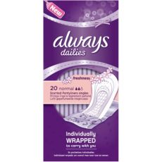 Always Dailies Normal Freshness Individually Wrapped Pantyliners 20s