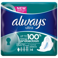 Always Ultra Normal Plus Pads with Wings 14s