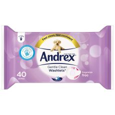 Andrex Gentle Clean Fragrance Free Washlets 40s