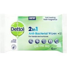 Dettol 2 in 1 Anti-Bacterial Wipes 15s