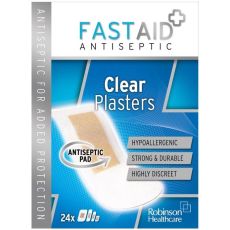 Fast Aid Antiseptic Clear Plasters 24s