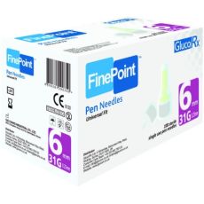 GlucoRx FinePoint Pen Needles 6mm/31G 100s