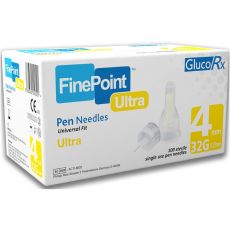 GlucoRx FinePoint Ultra Pen Needles 4mm/32G 100s