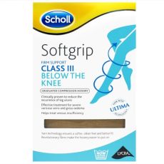 Scholl Softgrip Class III Below the Knee Open Toe Compression Hosiery Natural (All Sizes)