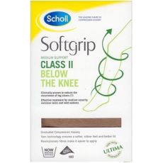 Scholl Softgrip Class II Below the Knee Open Toe Compression Hosiery Natural