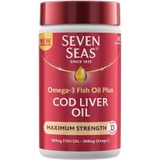 Seven Seas Simply Timeless Omega-3 Fish Oil Plus Cod Liver Oil Maximum Strength Capsules (All Sizes)