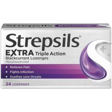 Strepsils Extra Triple Action Blackcurrant Lozenges 24s