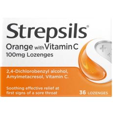 Strepsils Orange with Vitamin C 100mg Lozenges 36s