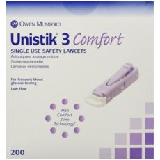 Unistik 3 Comfort Single Use Safety Lancets 200s