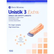 Unistik 3 Extra Single Use Safety Lancets 100s