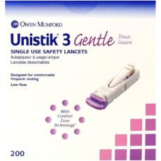 Unistik 3 Gentle Single Use Safety Lancets 200s