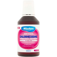Wisdom Chlorhexidine Alcohol Free Antibacterial Mouthwash 300ml (All Flavours)