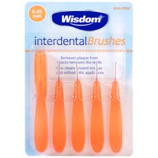 Wisdom Interdental Brushes Wire 0.45mm Orange 5s