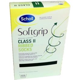 Scholl Softgrip Class II Ribbed Socks Compression Hosiery Black, Compression Hosiery