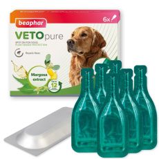 Beaphar VETOpure Plant-Based Protection Flea Spot-On for Dogs over 15kg (6 Pipettes)