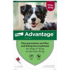 Advantage 250mg Spot On Solution for Large Dogs 10-25kg - 4 Pipettes