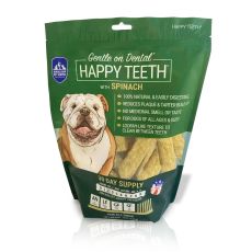 Happy Teeth Daily Dental Dog Chews - Spinach (30 Day Supply)
