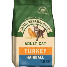James Wellbeloved Adult Cat Food - Turkey & Rice (Hairball Formula)
