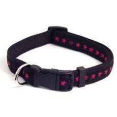 Rosewood Dog Collar - Black/Pink Star