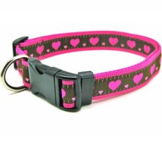 Rosewood Dog Collar - Pink Heart (10-14")