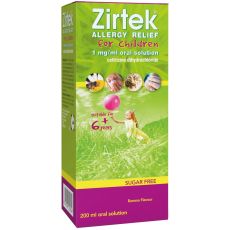 Zirtek Allergy Relief for Children 1mg/ml Sugar Free Oral Solution 200ml