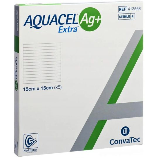 Aquacel AG Extra Dressing 15cm X 15cm 5s 413568 Dressings Chemist aquacel-ag-extra-dressing-15cm-x-15cm-5s-413568-dressings-chemist