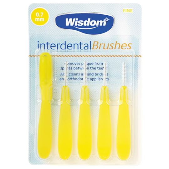 Wisdom Interdental Brushes Wire 0.7mm Yellow 5s | Flossing | Chemist.net online pharmacy