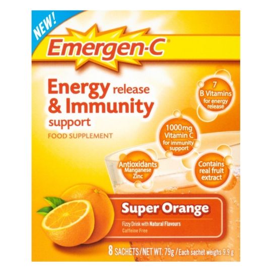 Emergen C Energy Release Immunity Support Super Orange Sachets 8s